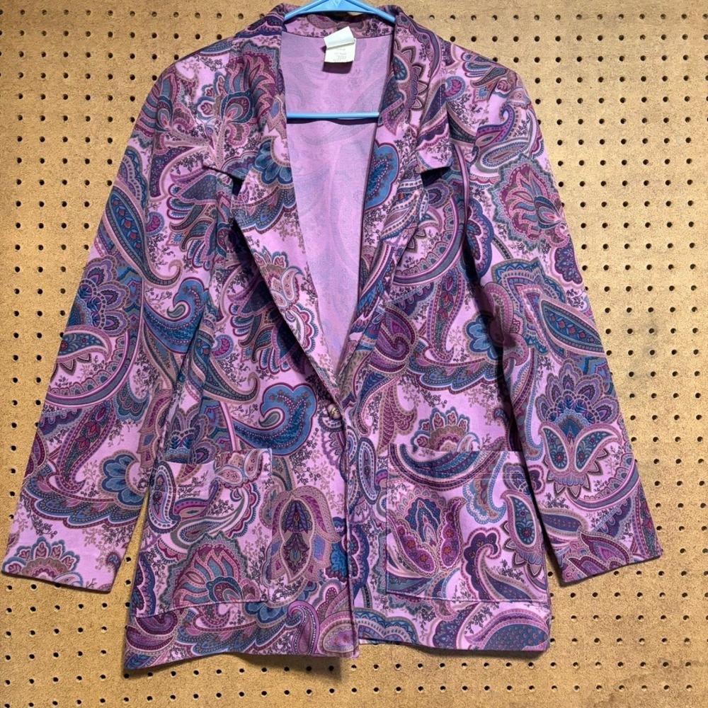 VTG Blazer 6 Purple Paisley 80s Jacket Pastel Retro Eclectic Maximalist